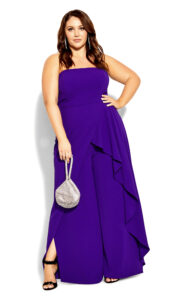 City Chic Trendy Plus-Size Attract Jumpsuit in Dark Violet
