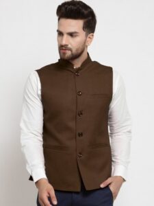 Nehru jacket paired with trousers